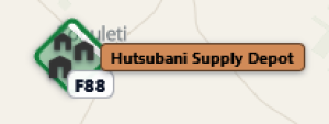Site markers with their labels; Hubs and Cities show Trust as an outer ring.