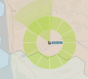 The CAL layer: calibrated sectors bright, uncalibrated ones dim.