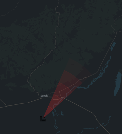 A single bearing cone: direction from the station, no range.